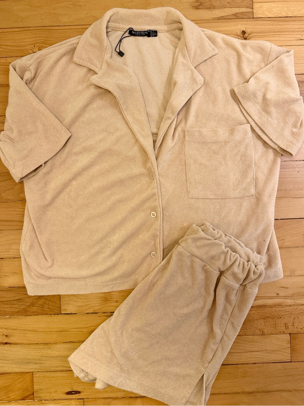 Nasty Gal Beige Terry Cloth Loungewear Set Size 2